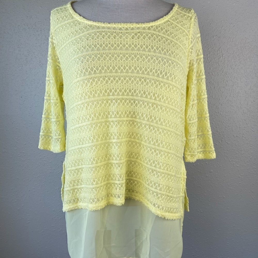 Corvia Yellow Loose Knit Top Size M EUC